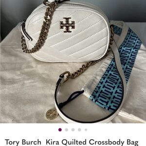 Tory Burch White Quilted Crossbody Bag